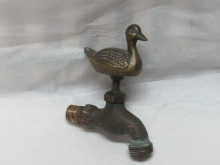 Brass Duck Decoy Knob Water Faucet Architectural Hardware Garden Yard Art