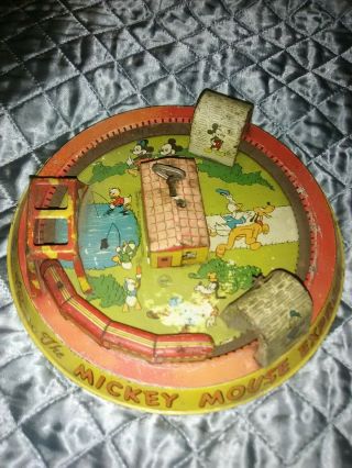 Antique 1930s Disney Mickey Mouse Express Tin Wind - Up Toy By Marx