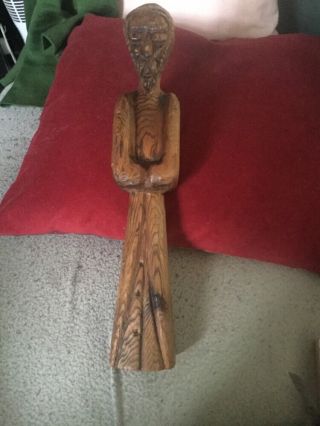 Old Carved Wooden Figure Of An Oriental Or Asian Elder Possibly Tibetan