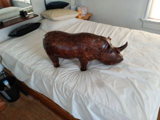 Vintage Abercrombie and Fitch Leather Rhinoceros Ottoman 6