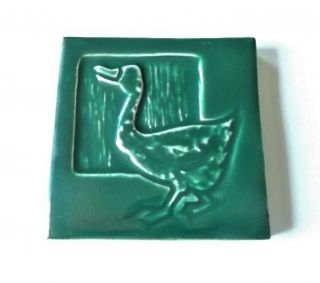 Antique Arts & Crafts Mission Gloss Green Goose Mosaic Tile Company Pottery Tile