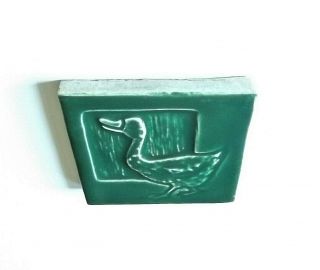 ANTIQUE ARTS & CRAFTS MISSION Gloss Green Goose MOSAIC TILE COMPANY POTTERY TILE 4