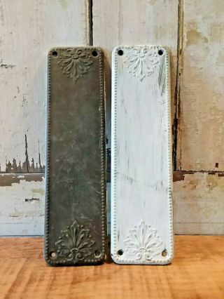 Set Of Ornate Vintage Antique Door Push Plates Decorative Design