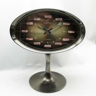Vtg Mid Century Modern Caravelle Hand Wind Mantle Clock 2 Jewel Japan