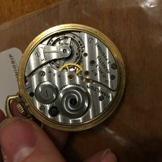 Vintage Hamilton 917 Pocket Watch 10 size 17 jewels 10K gold filled case RUNS 6