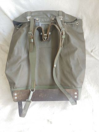 Vintage Swiss Army Rubberized Military Backpack & Frame Leather Straps Rucksack 4