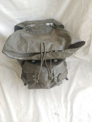 Vintage Swiss Army Rubberized Military Backpack & Frame Leather Straps Rucksack 7