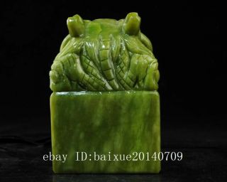 chinese natural jade hand - carved delicate dragon imperial jade seal i02 4