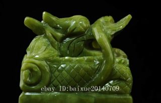 chinese natural jade hand - carved delicate dragon imperial jade seal i02 6