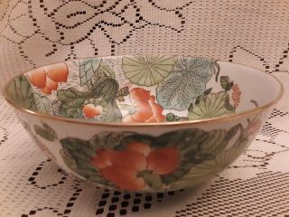 Vntg Asian Porcelain Ornate Jardiniere Hand Painted Footed 8 " Bowl Very Fine