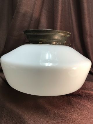 Vintage Art Deco Schoolhouse Ceiling Light Fixture Xl Milk Glass 16 " Globe Mcm