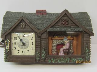 Vintage Haddon " Home Sweet Home " Rocking Grandma Clock,  Model 30,  Animated