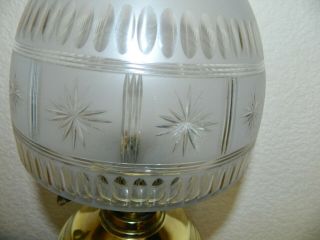 Antique Duplex Type Oil Lamp Cut Glass Globe With A Brass Oil Font 2