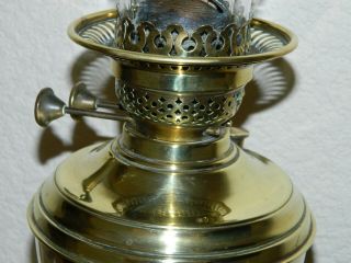 Antique Duplex Type Oil Lamp Cut Glass Globe With A Brass Oil Font 4