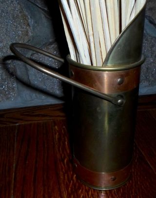 Old Fireplace Match Holder With Copper Trim