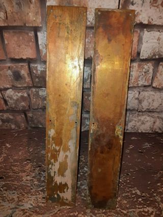 Large Pair Antique Edwardian Solid Brass Bronze Door Push Plates Reclaimed Pub 3