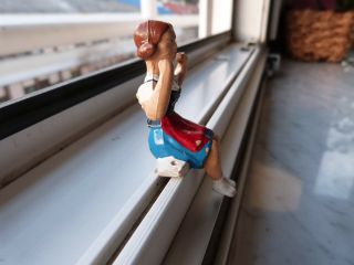 vintage and rare figure from wall clock girl on a swing 3