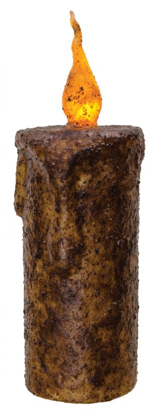 Primitive/country Twisted Flame Burnt Mustard Timer Pillar Candle 6 1/2 Inch