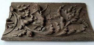 Antique Carved Garuda Half Bird / Half Man Wood Panel India 10 " X 5 "