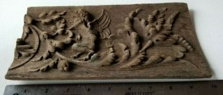 Antique Carved GARUDA HALF BIRD / HALF MAN Wood Panel India 10 