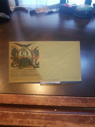 Rare Vintage Us Civil War Envelope Union Gallant Col.  Ellsworth Poem Eagle Flags