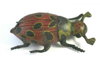 Early Vtg Germany Tin Litho Clockwork Wind Up Beetle Bug Toy