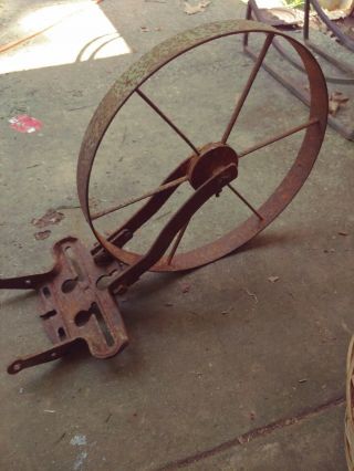 Vintage Farmers Hand Plow 1 Wheel Farm Tool Plow.  Planet Jr.