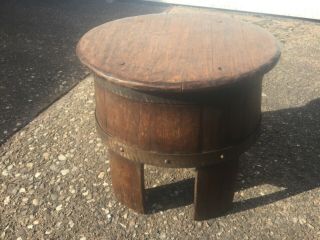 Antique French Oval Oak Barrel Stool / Table 14.  5 " High X 15 " Long X 13 " Wide