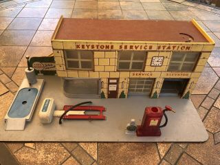 1940s Keystone Service Station Toy Garage Gas Pumps Elevator