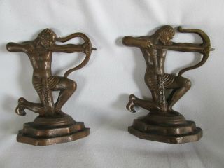 Unusual Art Deco Cast Bronze Bookends,  Apollo,  Greek God Of Archery
