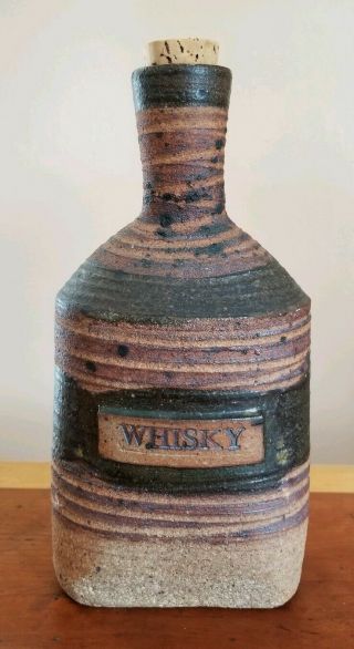 Vtg Mid Century Danish Tue Poulsen Studio Pottery Whisky Decanter Hand Signed