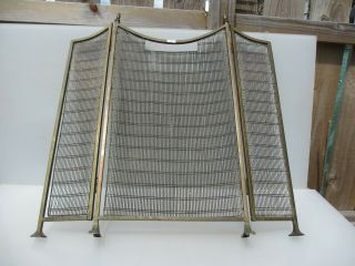 Vintage Brass Fire Screen Mesh Old Guard Fireplace Victorian Acorn Antique