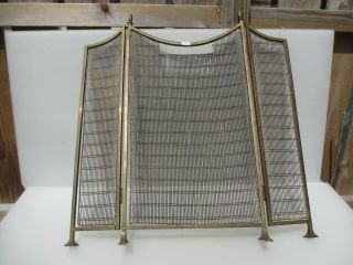 Vintage Brass Fire Screen Mesh Old Guard Fireplace Victorian Acorn Antique 2