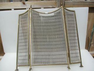 Vintage Brass Fire Screen Mesh Old Guard Fireplace Victorian Acorn Antique 3