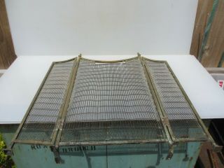Vintage Brass Fire Screen Mesh Old Guard Fireplace Victorian Acorn Antique 8