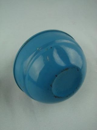 VINTAGE BLUE ENAMEL HAND HELD KELLY / PIXIE OIL LAMP OPAL GLASS SHADE 2