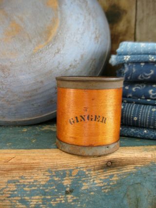 Primitive Antique Wood And Tin Ginger Spice Box Circa 1860