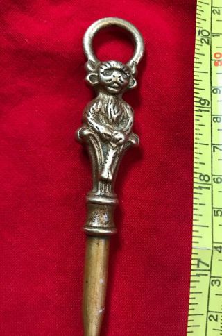 Vintage Twisted Brass Toasting Fork " Lincoln Imp " Fireplace Tool Poker English