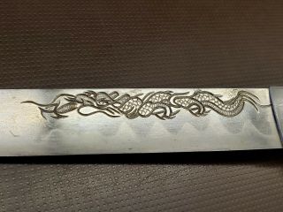 Antique WW2 Japanese Samurai Tanto Dagger Scroll Work 3