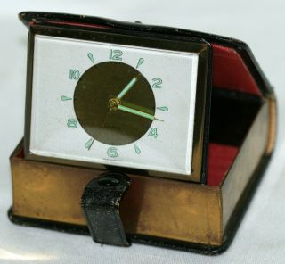 Rare 1949 - 53 Timemaster Figural Leather Book Folding Alarm Clock - Germany - Nr