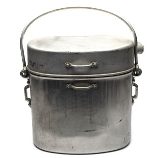 Wwii French Army Large Mess Kit.  Aluminium Military Bowler Pot 5 Liter