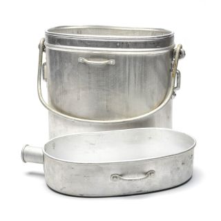 WWII French Army Large mess kit.  Aluminium military bowler pot 5 liter 3