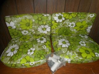 Nos Vintage Sears Dinette Replacement 2 Chair Cushion Seats,  2 Backs Lime
