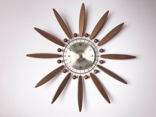 Vintage Mid - Century Westclox Nocord Atomic Wall Clock