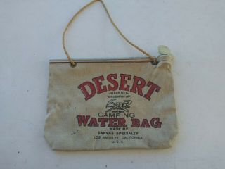 Vintage Flax Duck Desert Camping Water Bag Canvas Specialty La Cal.