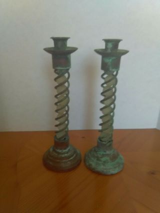 Vintage Sarreid Ltd Candlesticks With Frosted Glass Marbles