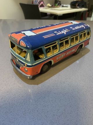 1950’s Yonezawa Sight Seeing Bus Tin Battery Toy Japan
