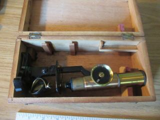 Vintage Antique Eb Meyrowitz Brass Microscope With Wooden Case