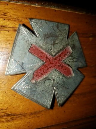 LARGE RARE CIVIL WAR 22ND ARTILLERY CROSSED CANNONS CORPS BADGE ENGRAVING SILVER 4