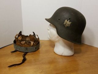 Vintage Ww2 German Nazi Helmet With Eagle On Swastika
